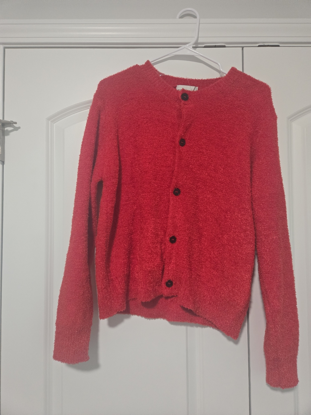 Zenana Outfitters Red Plush Button-Up Cardigan